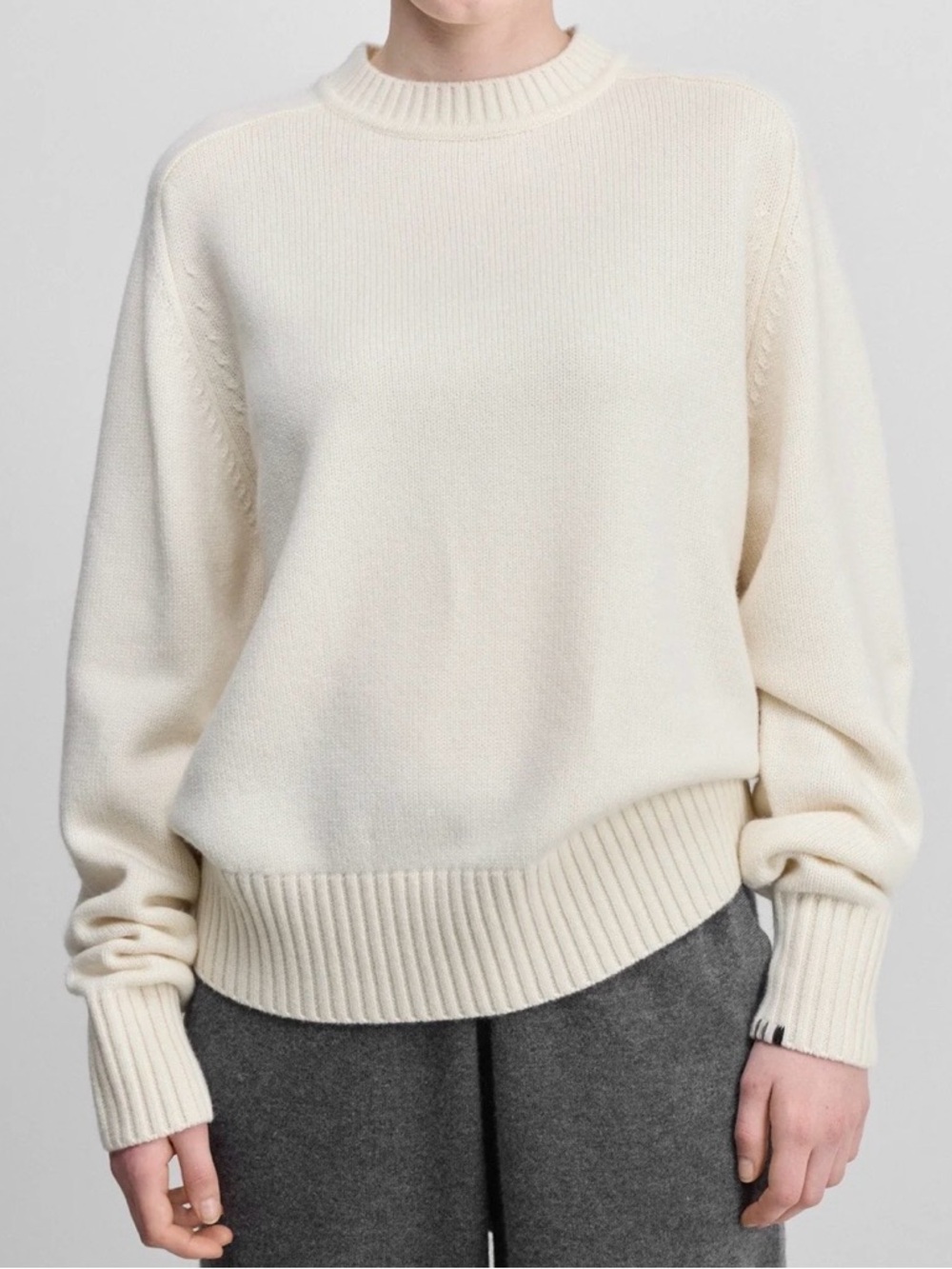 Classic Cream Crewneck Women's Sweater